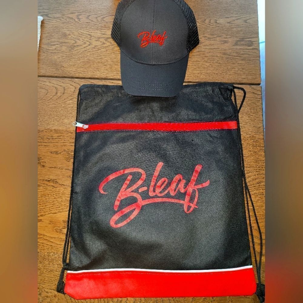 backpack and snapback Hat